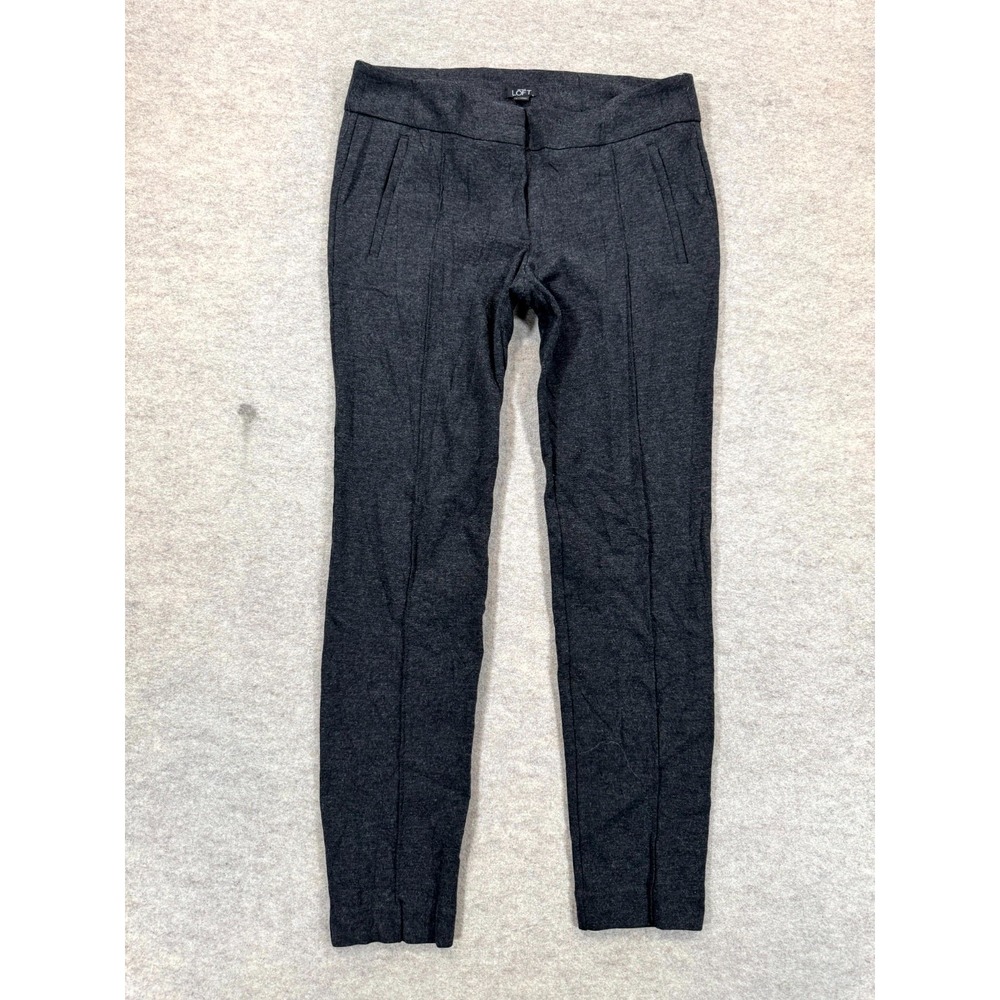 LOFT Ann Taylor Seamed Ponte Ankle Pants Womens 6 Charcoal Gray Skinny Leg